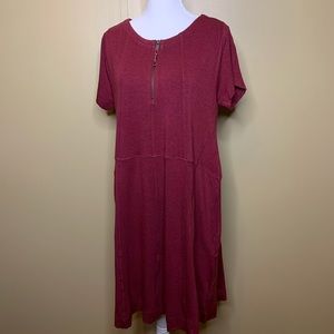 Soft Surroundings Zippered Dress Maroon Size PM